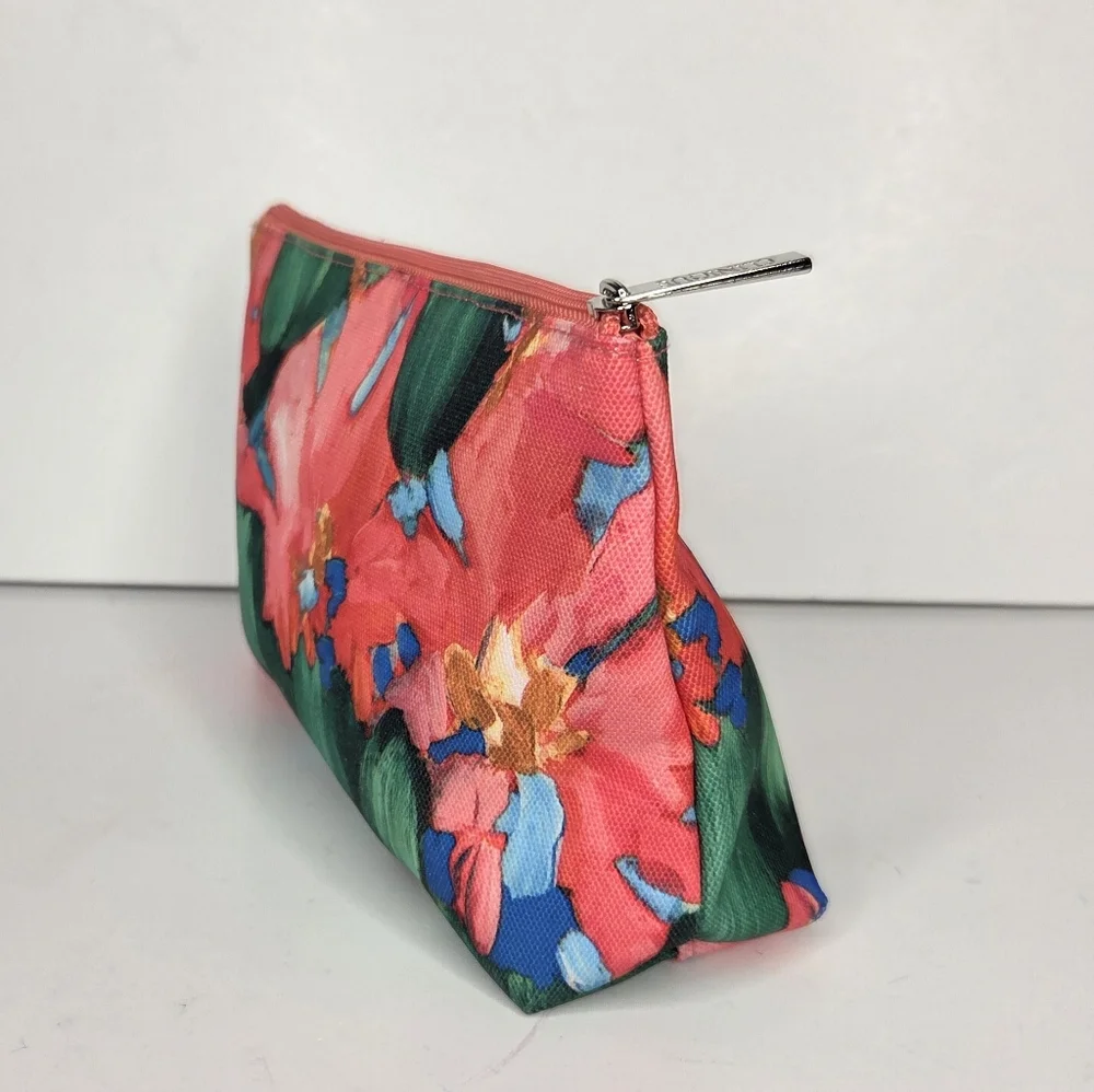 Lulu + Clinique‎ Tropical Colorful Floral Cosmetic Pouch Makeup Bag